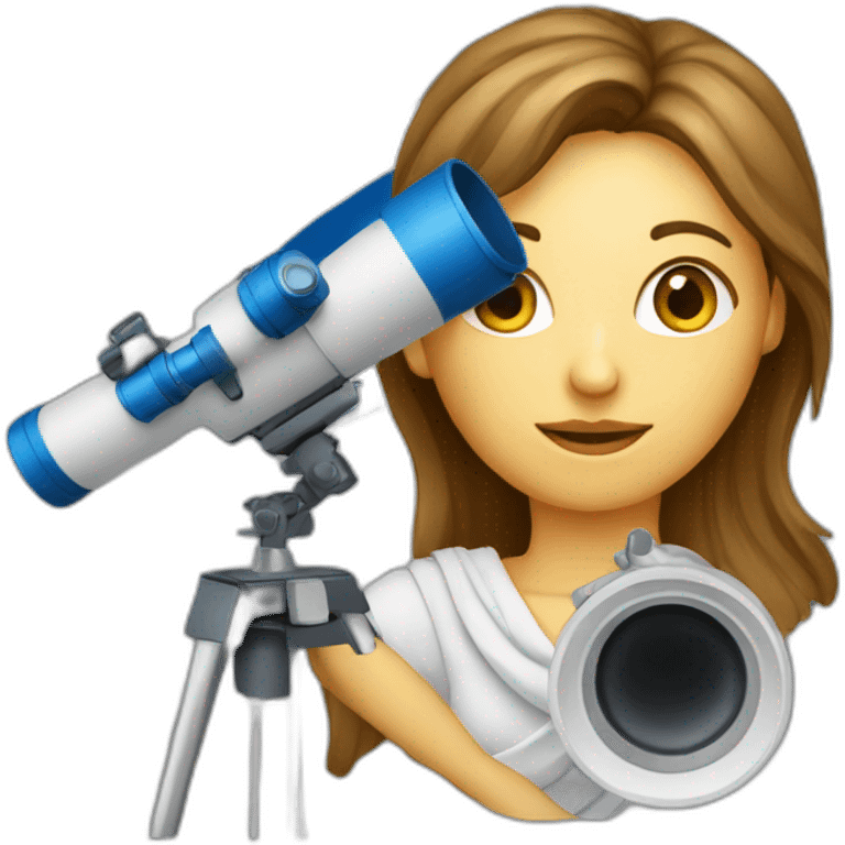 Woman with Greek flag and astronomy telescope emoji