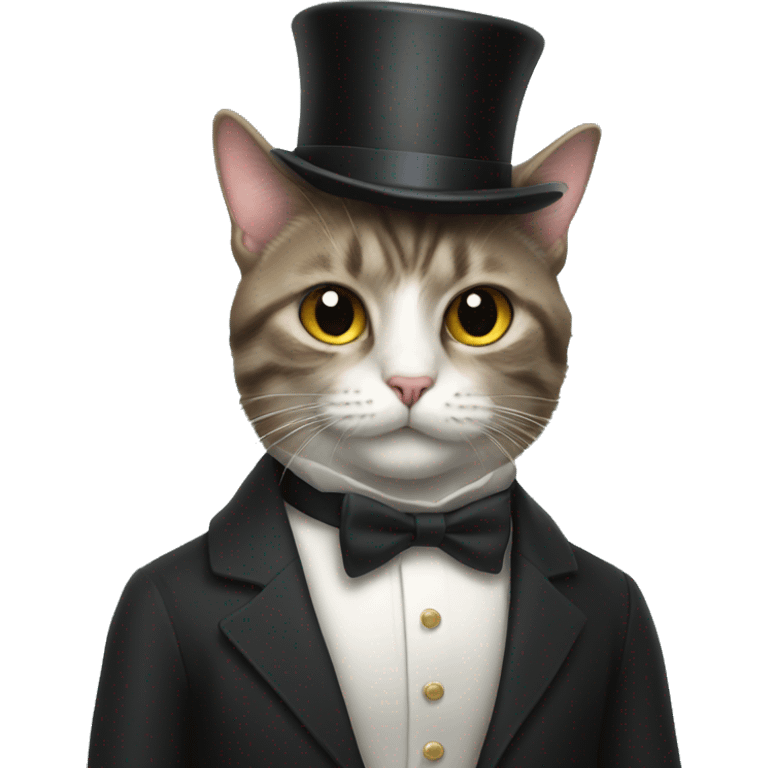 a cat with a top hat and bow tie  emoji