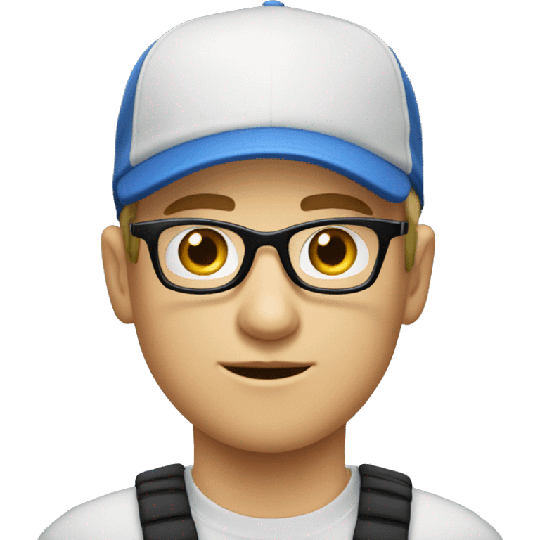 A young white man wearing a blue cap and black glasses, cap!!!!!!!!!!!!!!!!!!!!!!!!!!!!!!!!!!!!!!!!!!! emoji