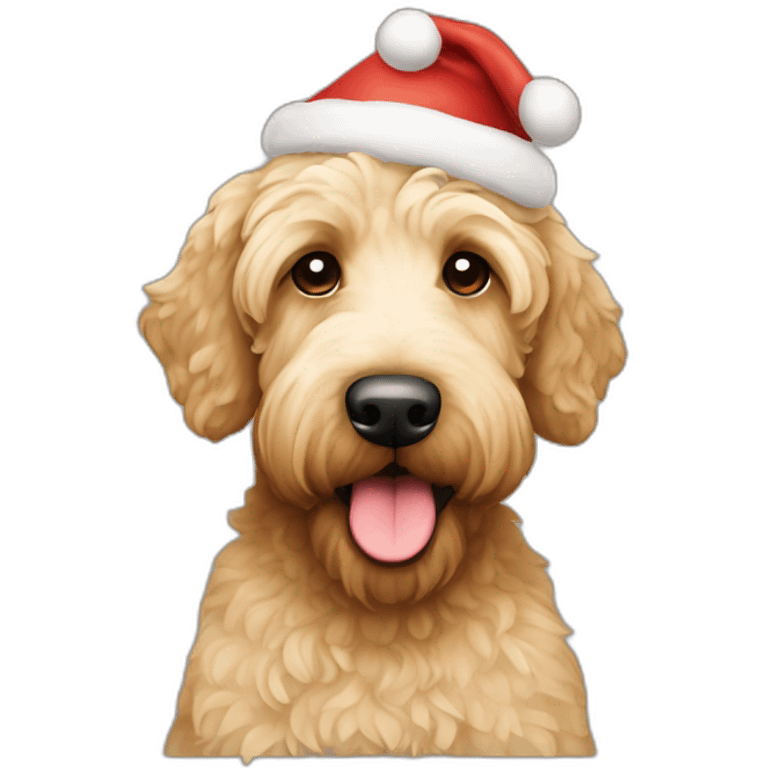 Christmas hat blonde labradoodle emoji