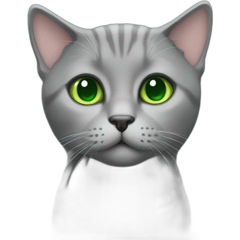 fully grey american short hair cat cute green eyes emoji