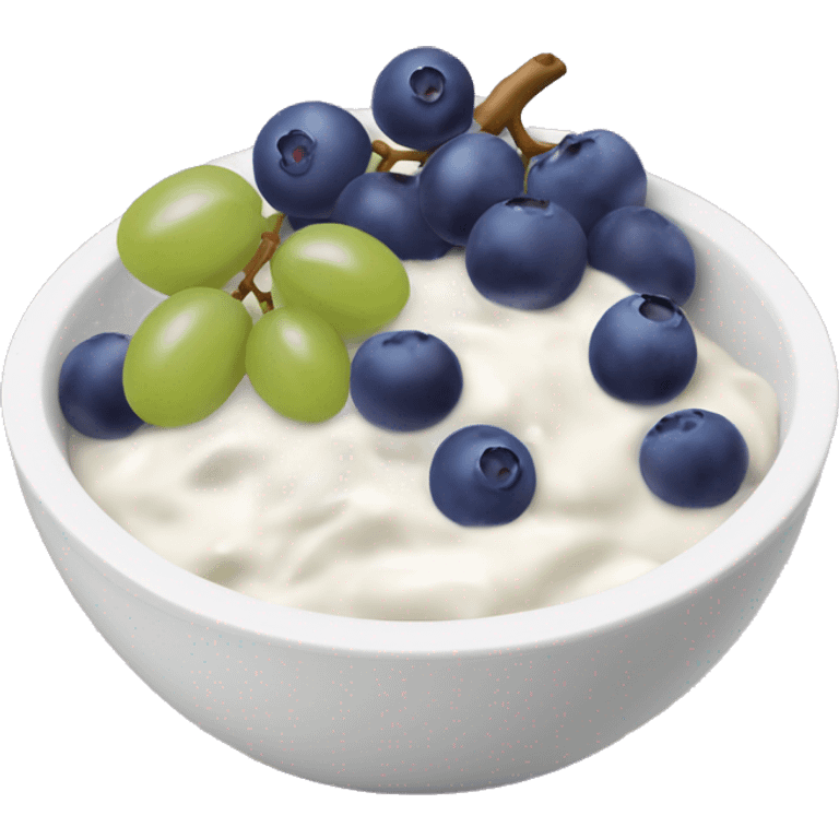 yoghurt bowl with grapes and blueberries emoji