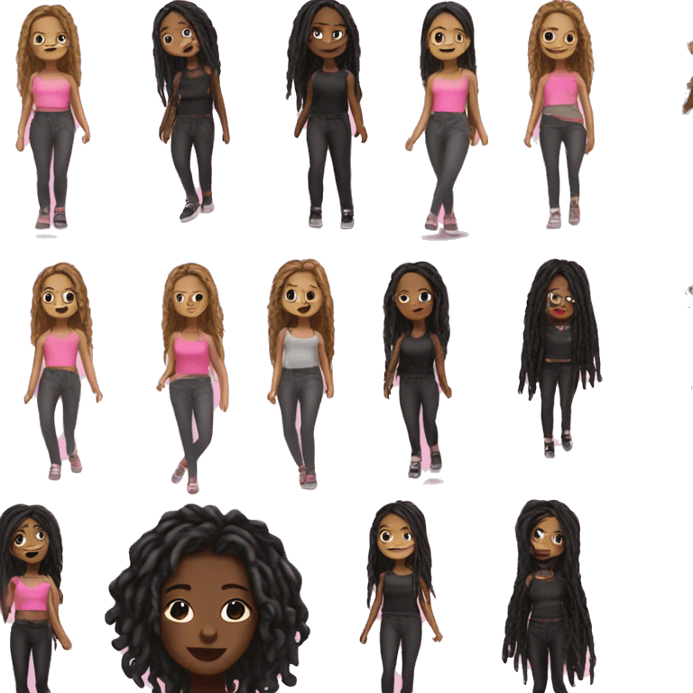 Girls black with locs and crop top Pink with cargo black  emoji