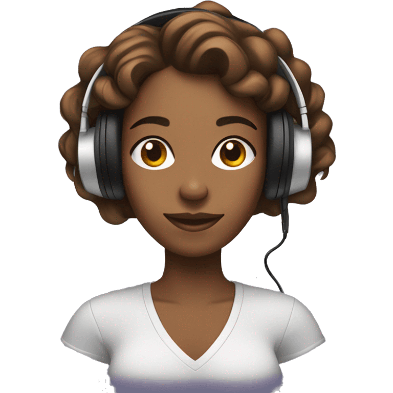 Brown woman with gaming headphones and a PlayStation 4 controller in her hands  emoji