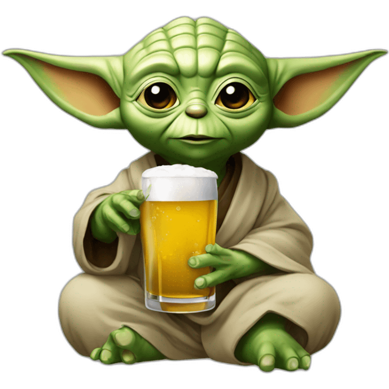 Yoda porte une biere emoji