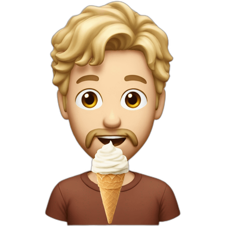 Blond man bearded eating ice-cream hazelnut emoji