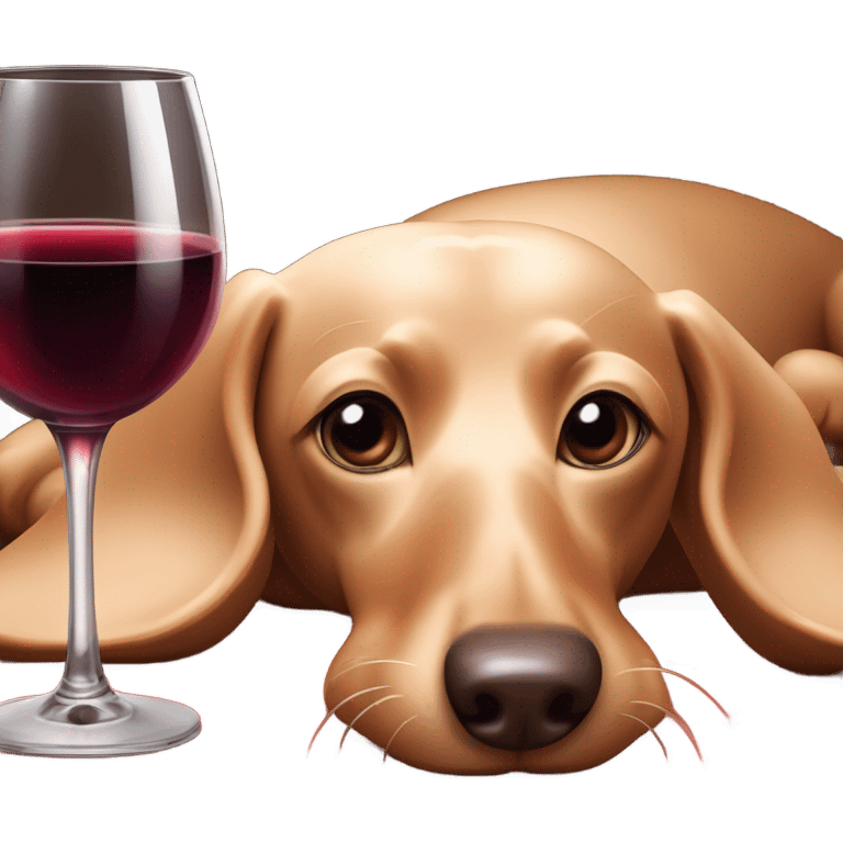 sausage dog cream with glass of wine emoji