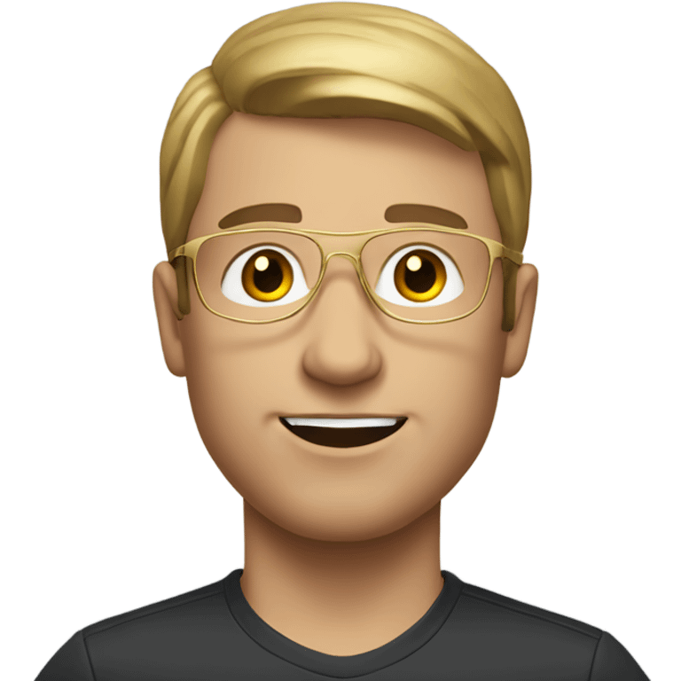 a white sportman with short brown hair and gold glasses emoji