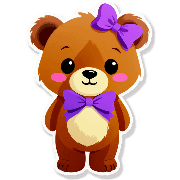 Cute bear with a purple bow emoji