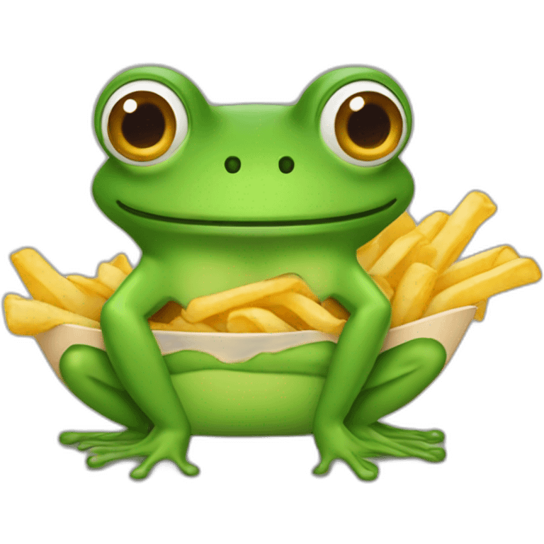 Grenouille qui mange des frites emoji