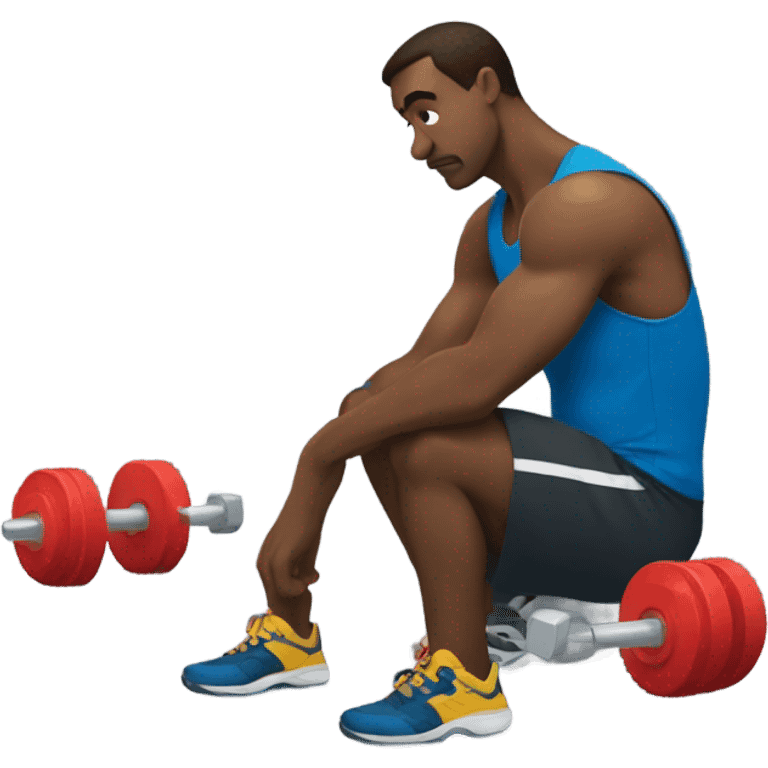  Man sad with dumbells  emoji