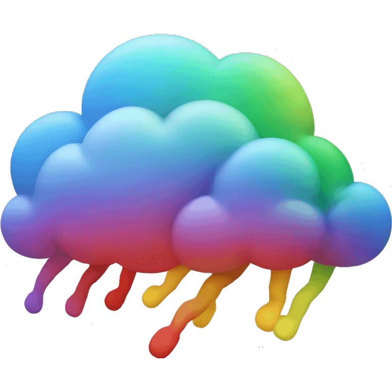 colorful cloud with legs running. Should only have green, yellow, blue, and red colors. emoji