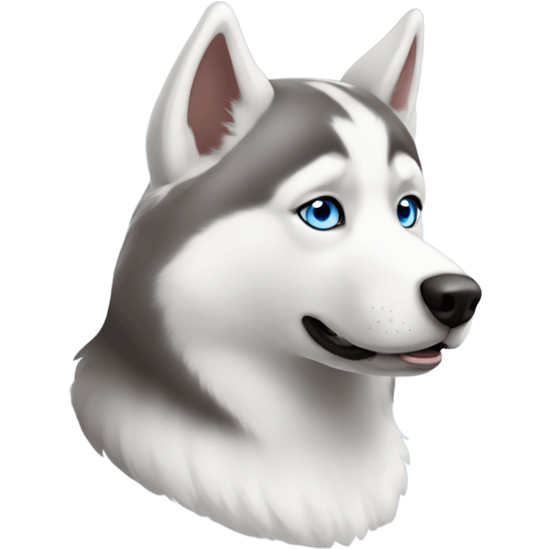 Husky all white fur blue eyes liver colored nose emoji