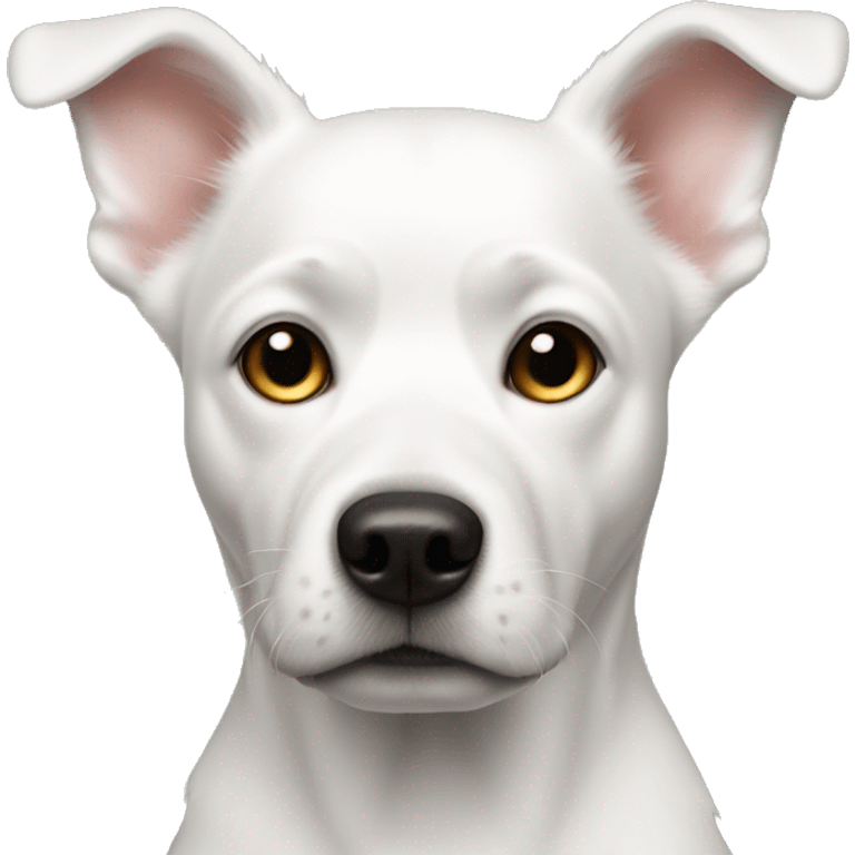 white dog with black spot on right ear emoji