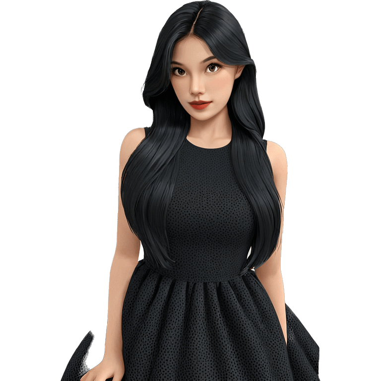 girl in black dress indoors emoji