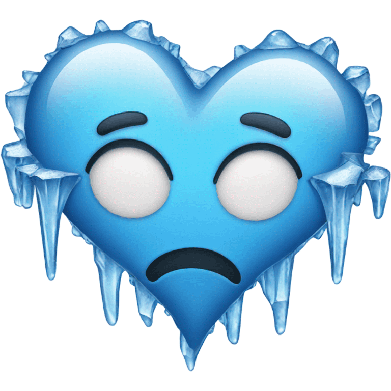 Ice cold cracked dripping heart blue  emoji