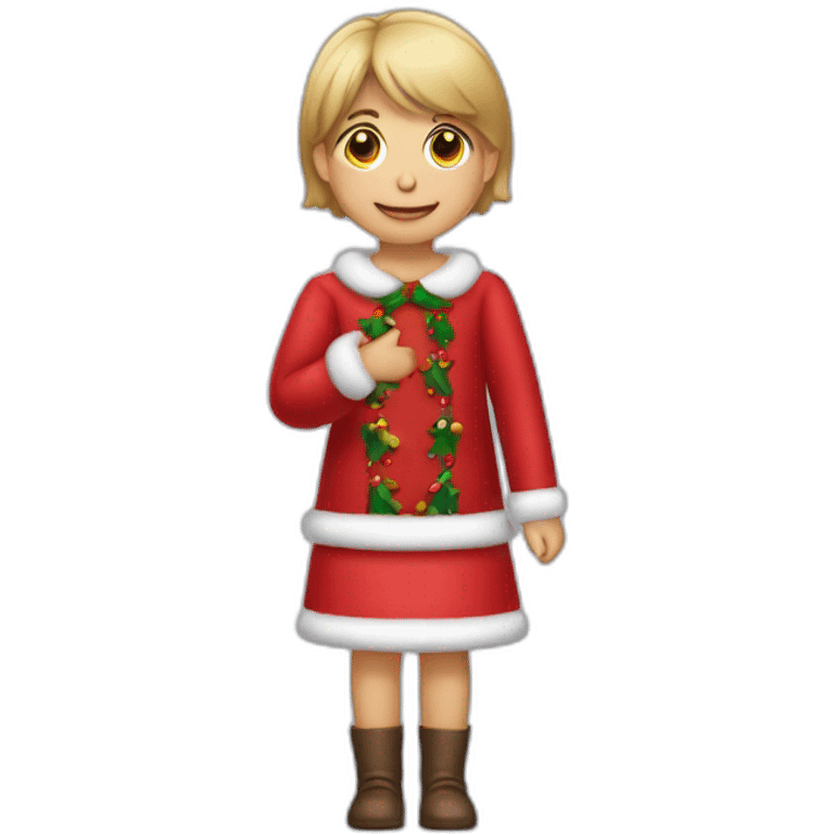 niño vestido de navidad con una computadora en la mano emoji