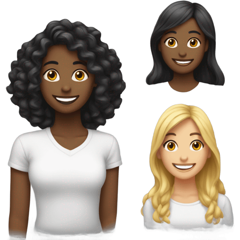 Amigas con cabello negro  emoji