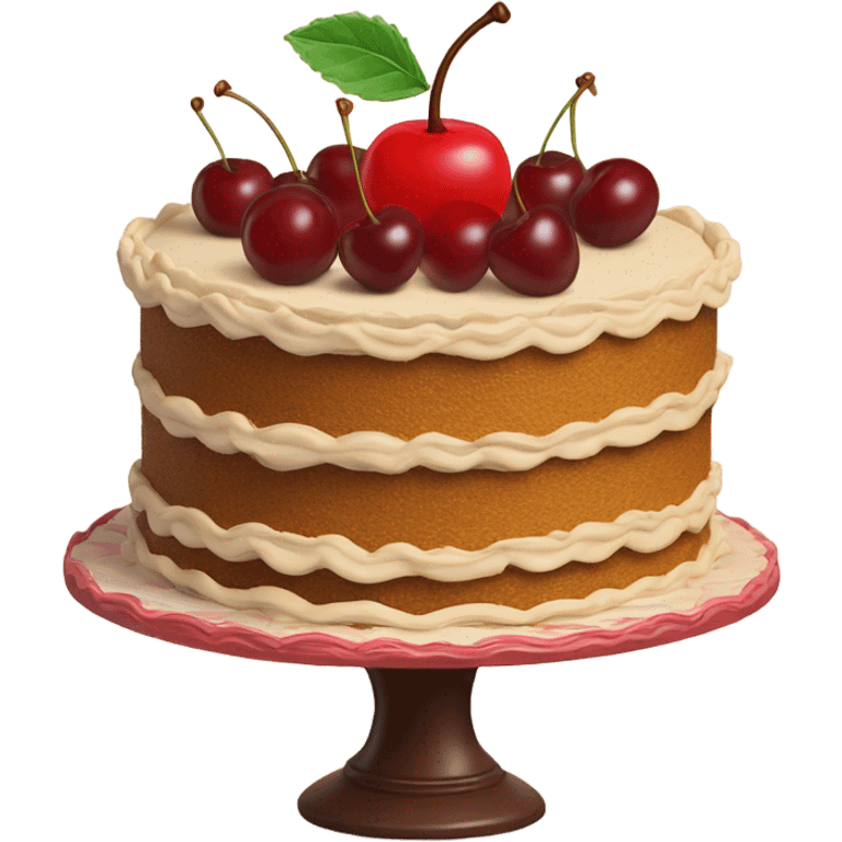 Vintage piped layered cake with cherry on top emoji