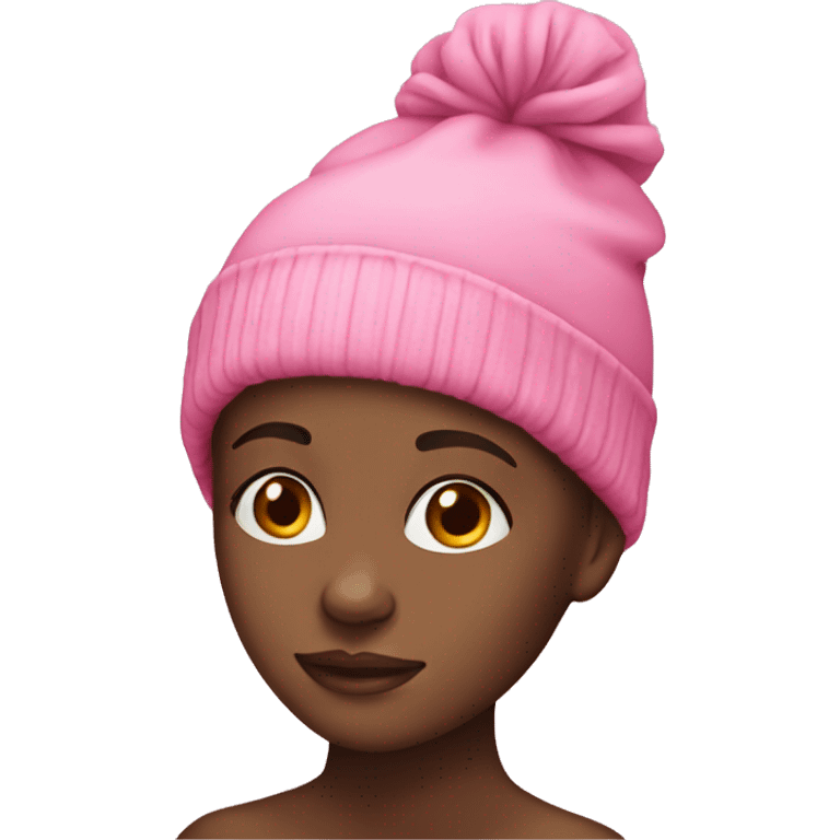 Black girl wearing pink beanie  emoji