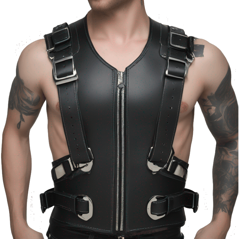 Black punk chest leather fashion harness emoji