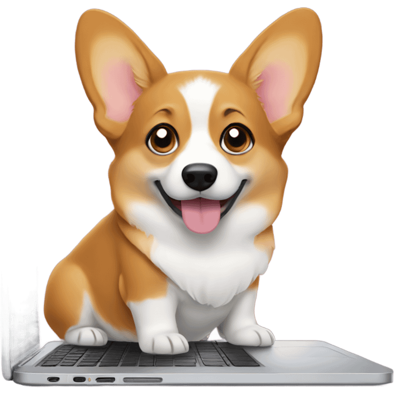 Corgi on a laptop emoji