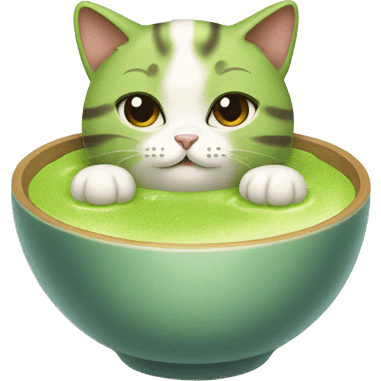 Cute cat with matcha  emoji