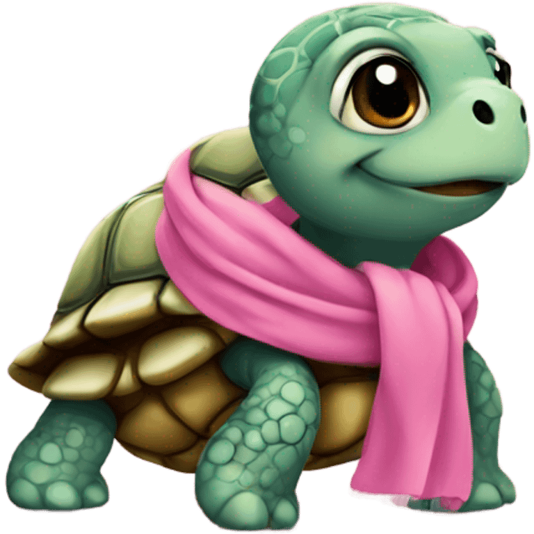  small turtle with pink scarf emoji