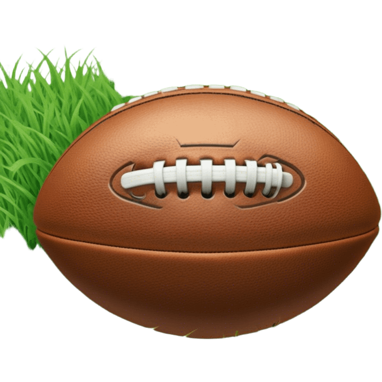 Cinematic Realistic image of an AFL ball resting on a lush, grassy field, showcasing weathered leather textures and intricate markings, bathed in soft, natural lighting that emphasizes its iconic role in the game emoji