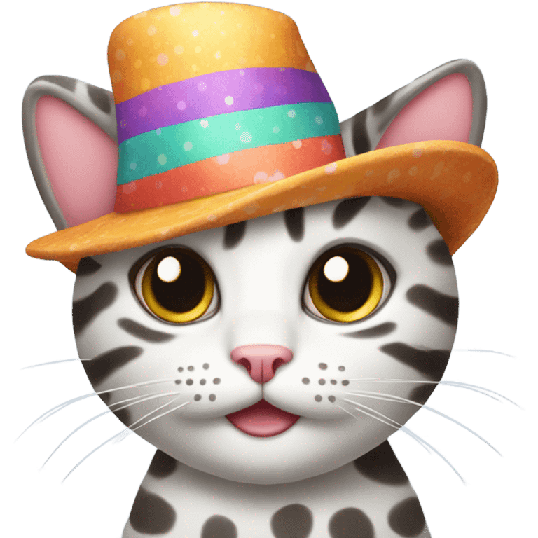 Cat wearing a silly hat emoji