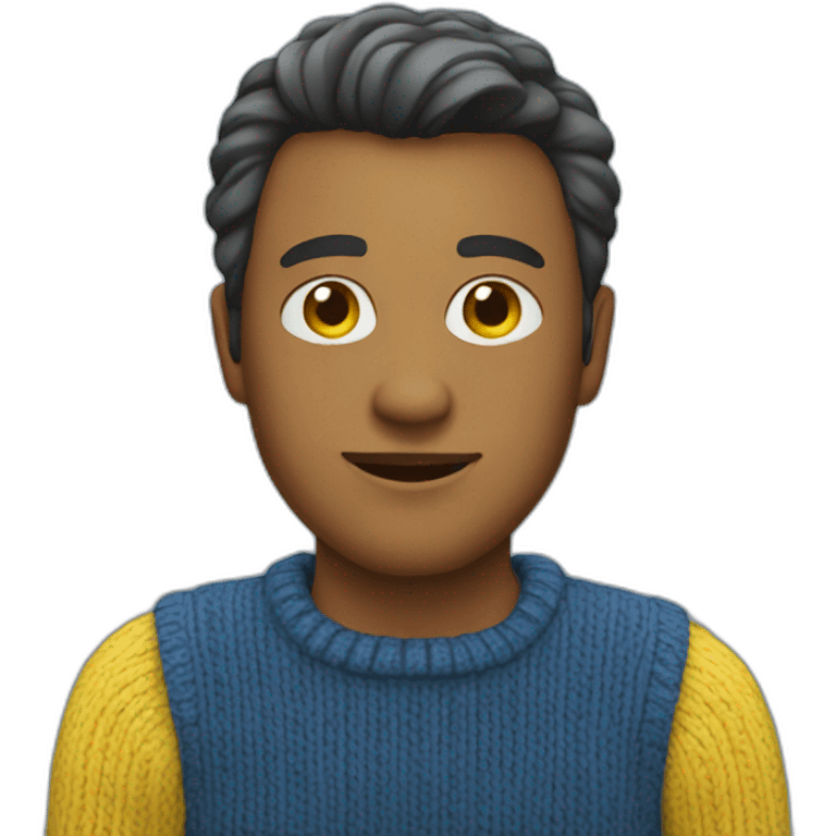 Man in blue and yellow sweater emoji