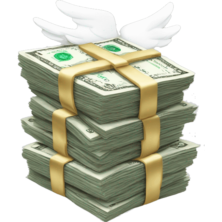 a stack of money with white wings emoji