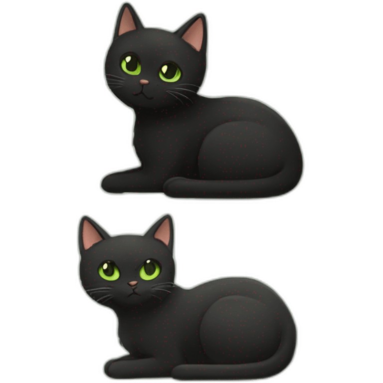 A black cat with brown eyes and white cat with green eyes lovely staying together  emoji