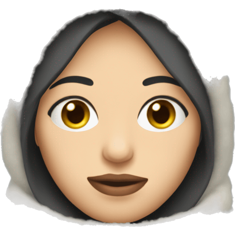 russian woman wearing fluffy soft looking balaclava emoji