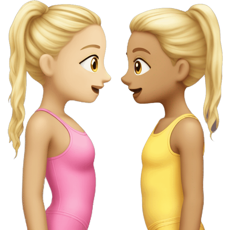 Girl kiss girl two blond in swuimsuit  emoji