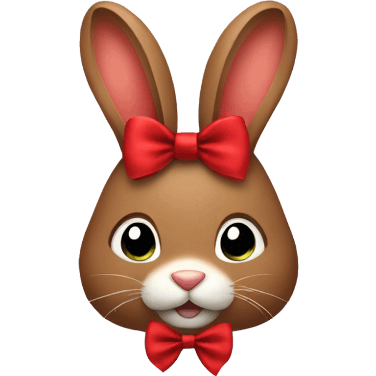 Brown bunny with red bow emoji