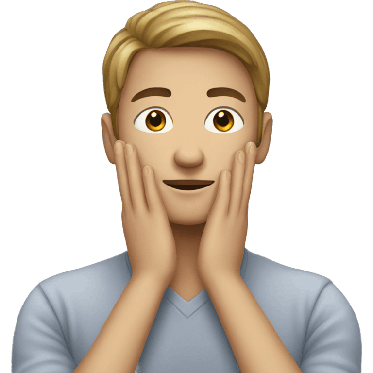 Person with hands covering neck  emoji