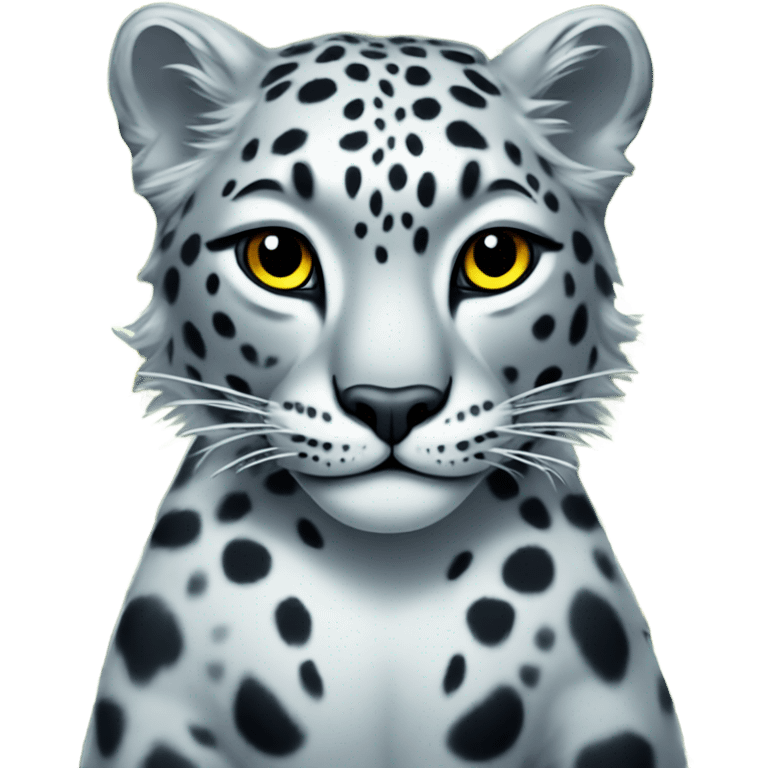 Neon snow leopard with money emoji