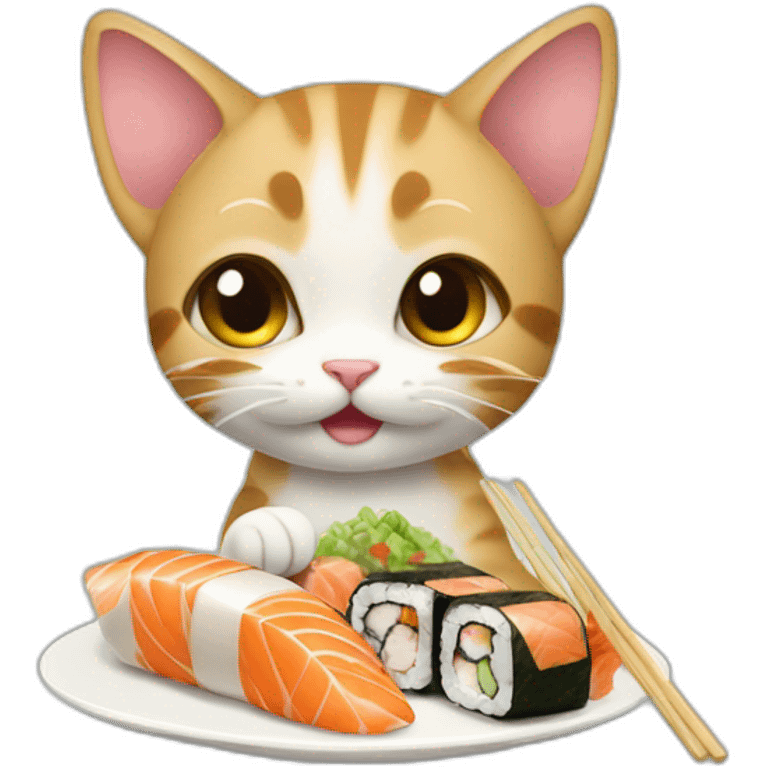 french kitten eiffel tower eating sushi emoji