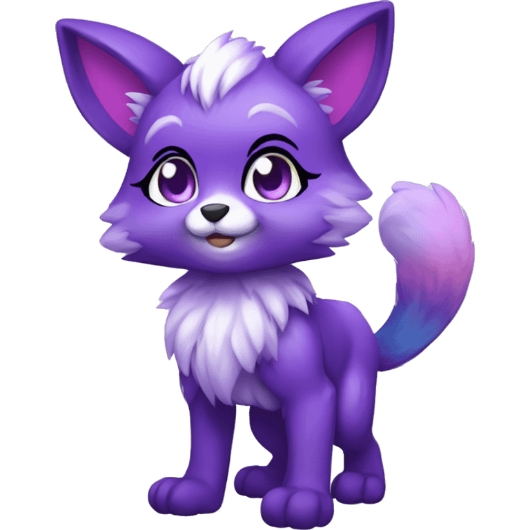 shiny, colorful, purple, gradient, Kemono-style, Chibi, Anthro-Fur-Sona-Fakémon, Full Body emoji