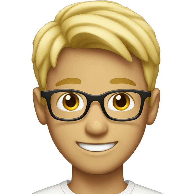 blonde boy with glasses happy emoji