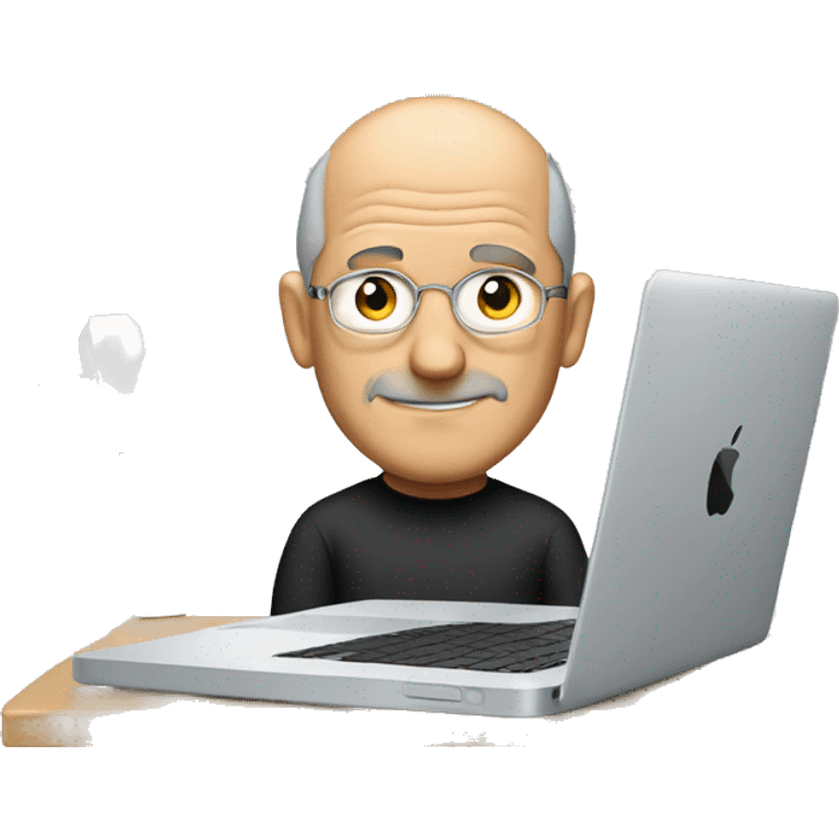 steve job sitting with macbook emoji