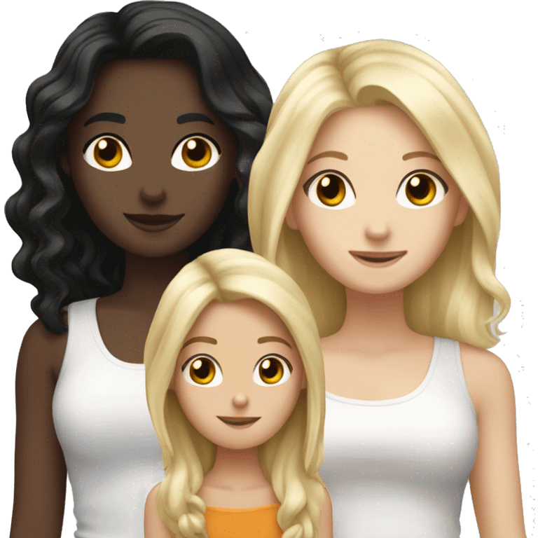 friendgroup of 4 white girls, one blonde and three black hair emoji