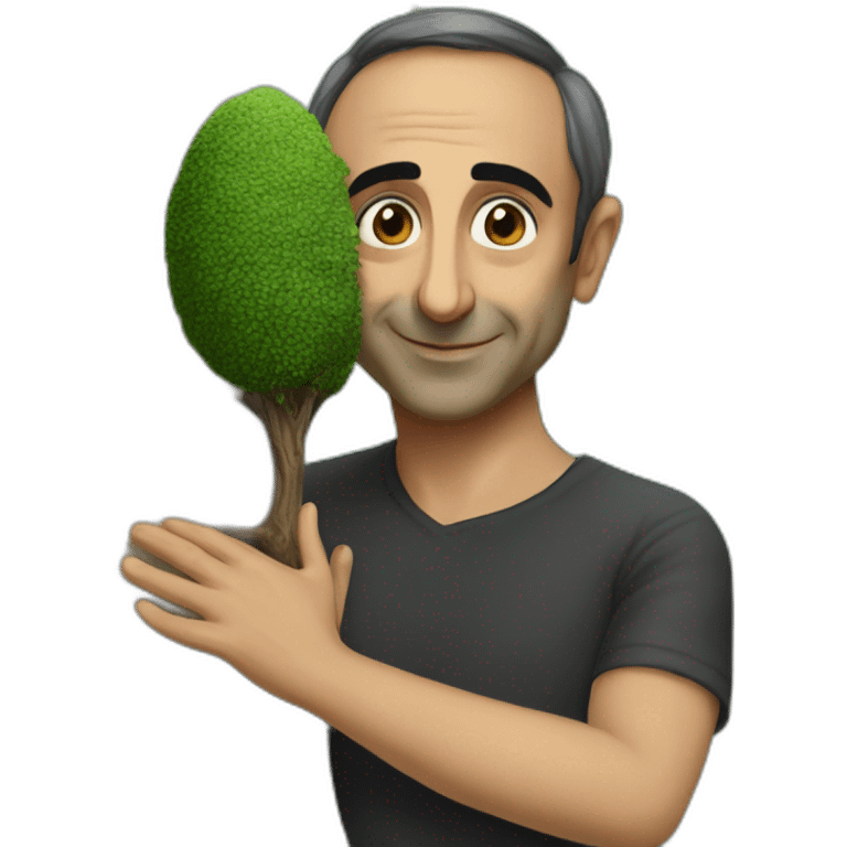 realistic eric zemmour hugging a tree emoji