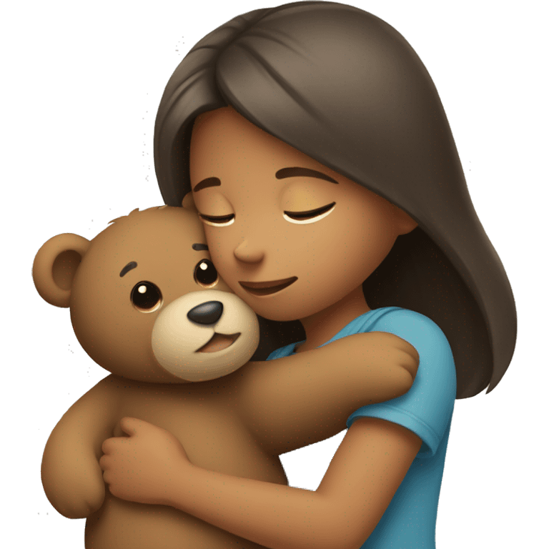 Little girl hugging bear emoji