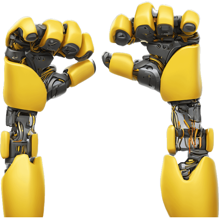 Flexing yellow robotic bicep with shocks and circuits that’s attached to the forearm emoji