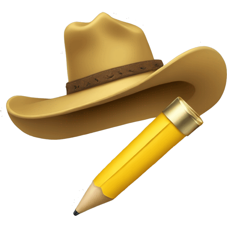 a yellow thick pen wearing a cowboy hat emoji