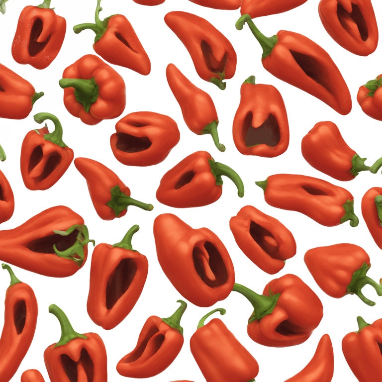 red pepper making a scared face emoji