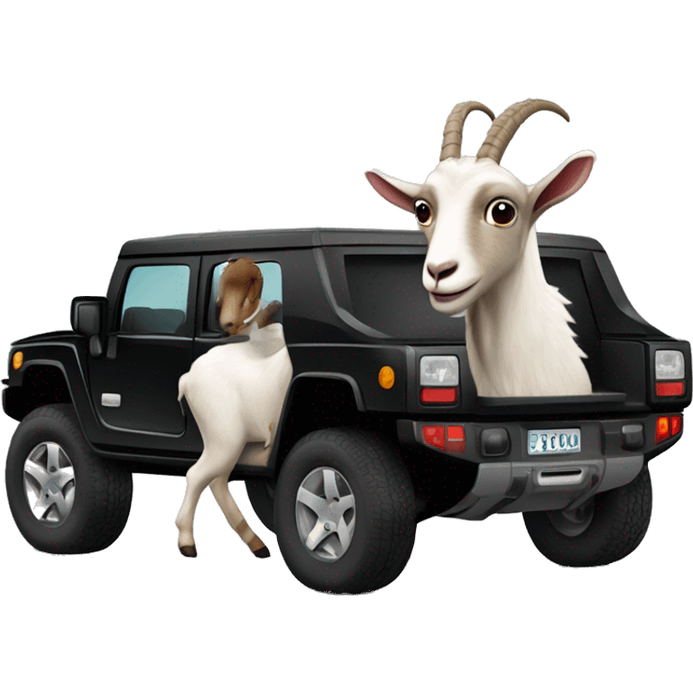 Goat driving a 2024 hummer emoji