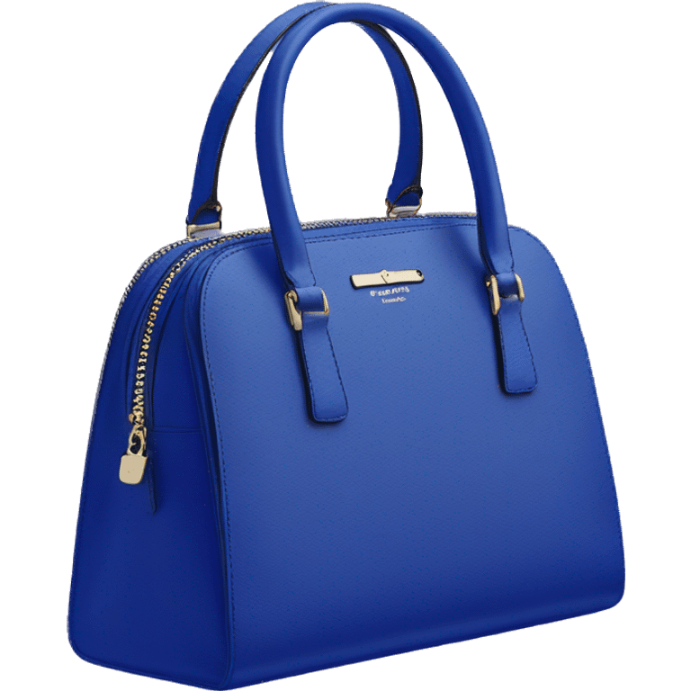 Realistic isolated cobalt blue kate spade satchel purse.  emoji